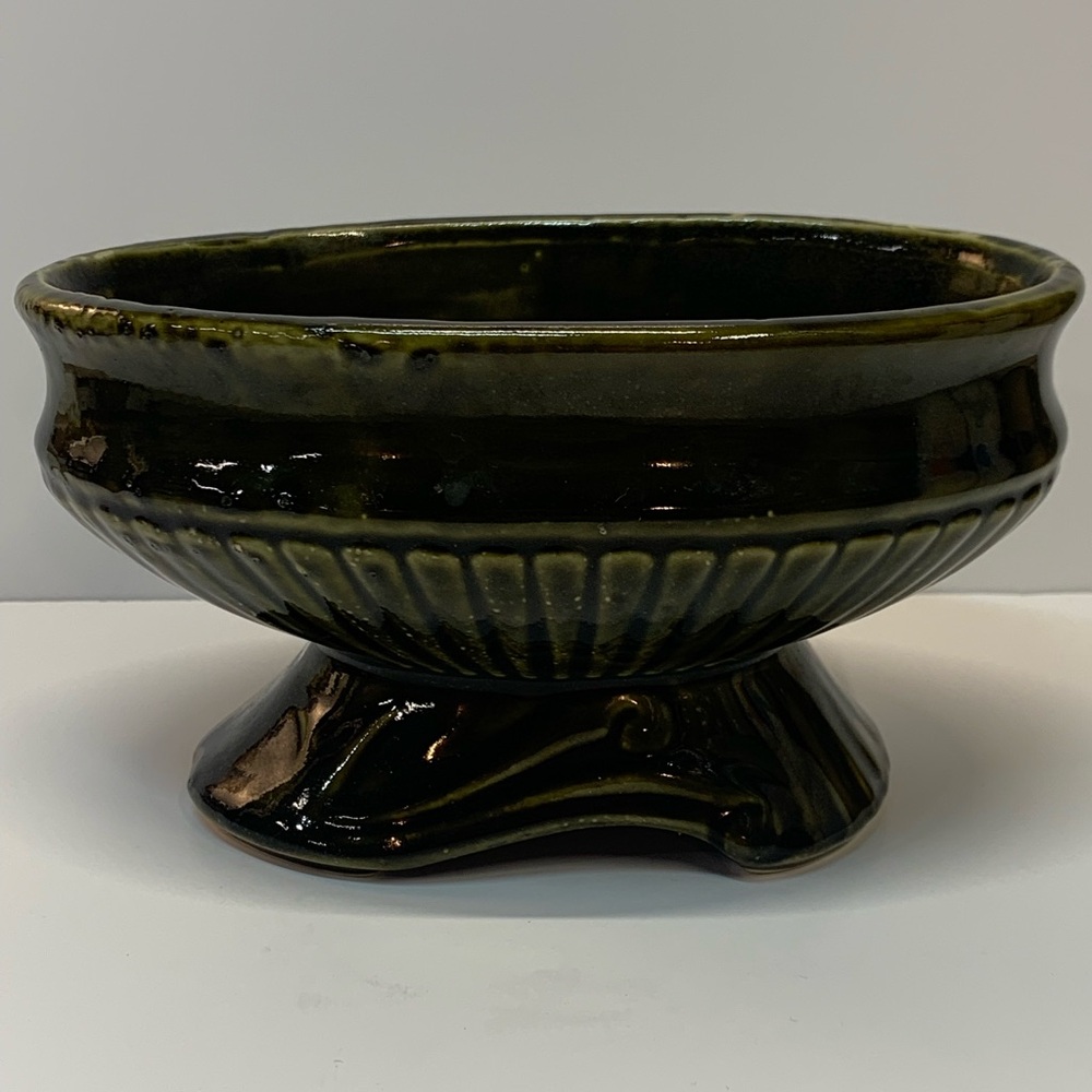 MCM Medium Green Oval Pedestal Planter